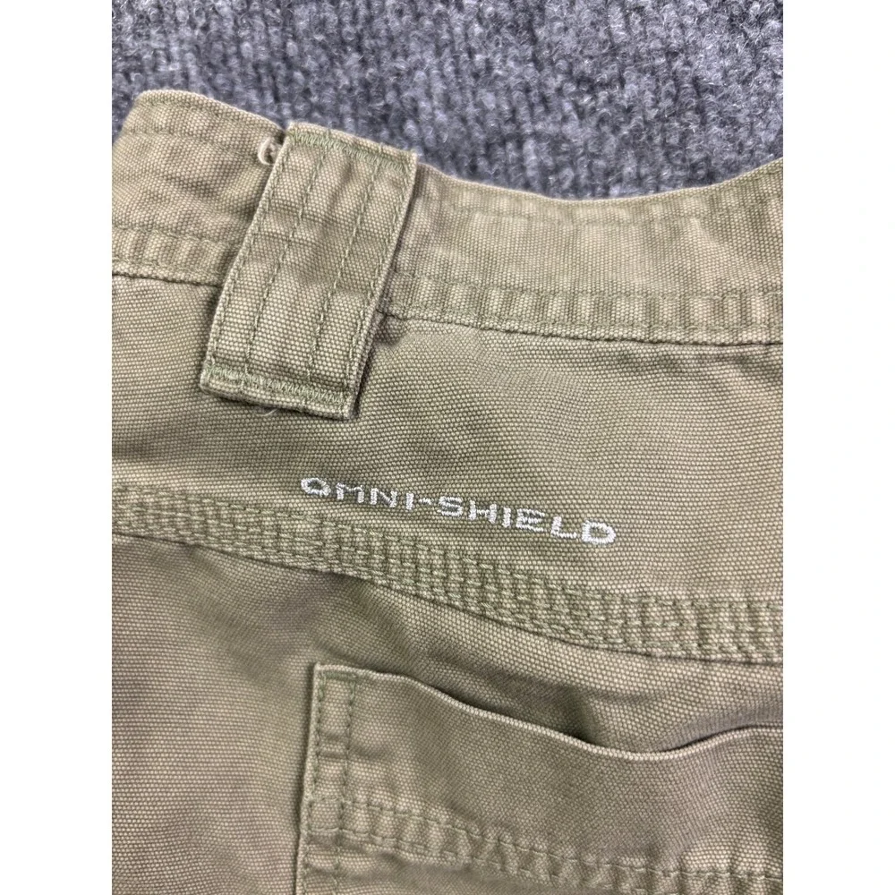 Columbia Cargo Shorts Mens 38 Green Omni-Shield‎ Cotton Canvas Hiking XM4452